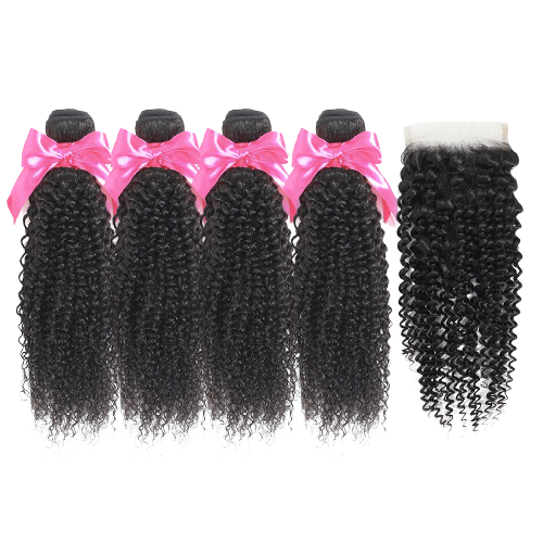 MISS KINKY CURLY BUNDLES  With  Closure  (Pre-Ordered ONLY ONLINE )