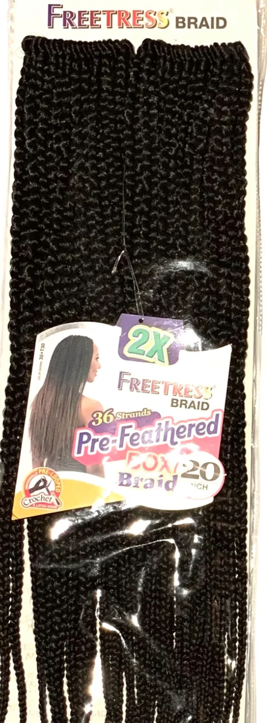 FreeTress Synthetic Braids – 2X Pre-Feathered Box Braid 20