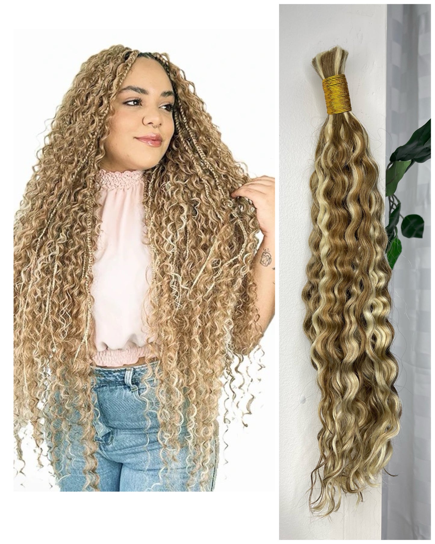 boho braids 100% real human hair bulk.