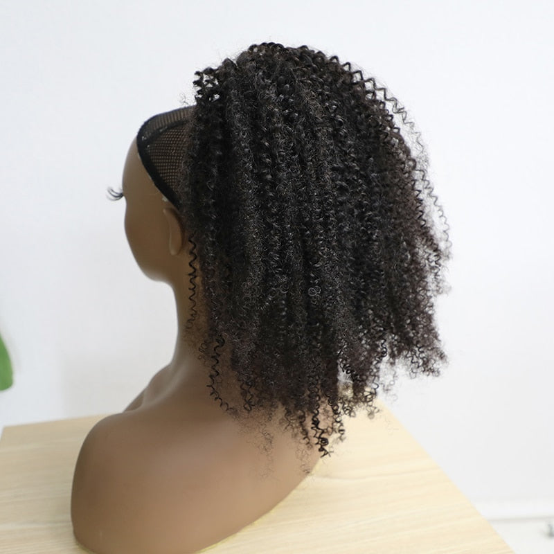 Wrap-around Ponytail Extension Hair Afro Curly Ponytail With Clip In 100% Human Hair