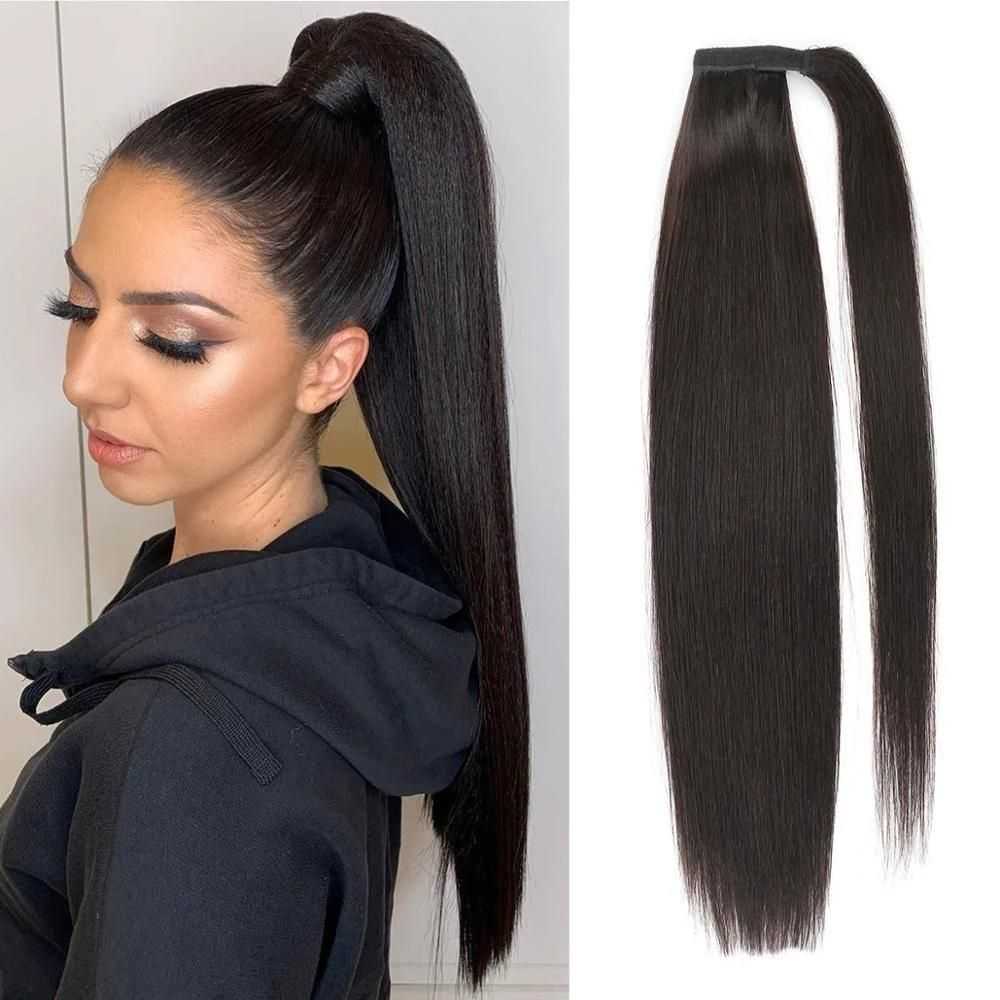 Wrap-around Magic Velcro Ponytail Extension Hair Straight Ponytail With Clip In 100% Human Hair Ponytails Ponytails