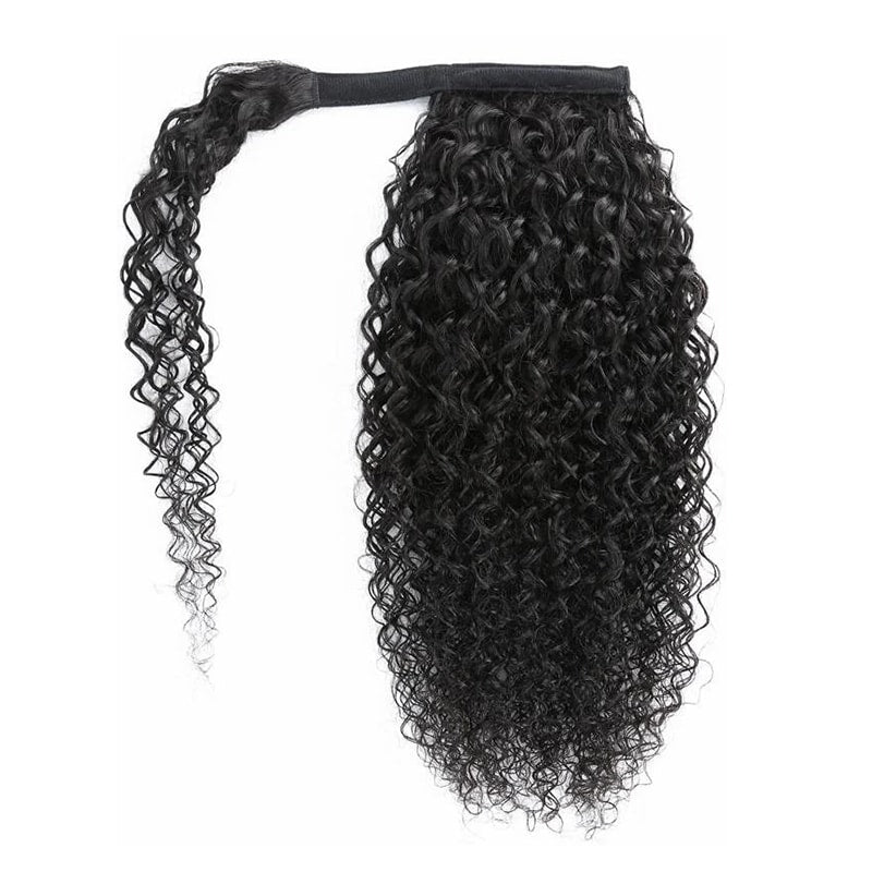 Wrap-around Magic Velcro Ponytail Extension Hair Water Wave Ponytail With Clip In 100% Human Hair