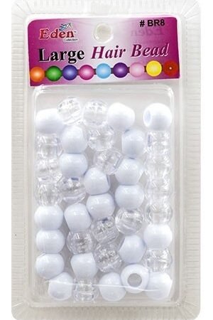 Eden LG Blister Round Bead-Clear+White(32ea/pk) #BR8-CW -pk