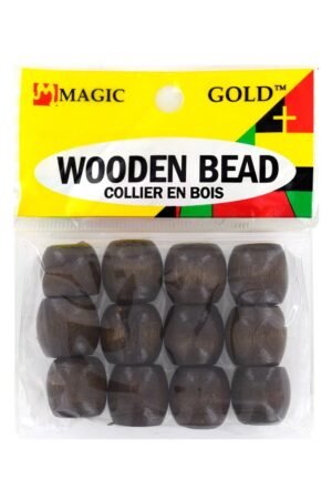 Magic Gold Wooden Bead (L) -Dark Brown #1366-dz