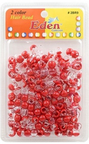 Eden 2 Color X-LG Blister Med Round Bead-Clear/Red #2BR9CRED - pk