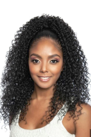 Human Hair Blend Ponytail Brown Sugar Key Curl Wrap N Tie 20"